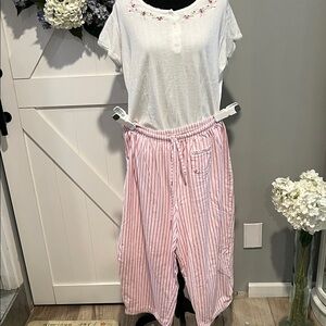 Midnight by Carole Hochman White and Pink Pajama Set